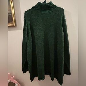 Jessica London Green Metallic Turtleneck Tunic Sweater Size 30/32